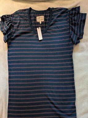 ANTHROPOLOGIE WOMEN'S T SHIRT DRESS NEW Current/Elliott 0 Short Sleeve Tee Blue
